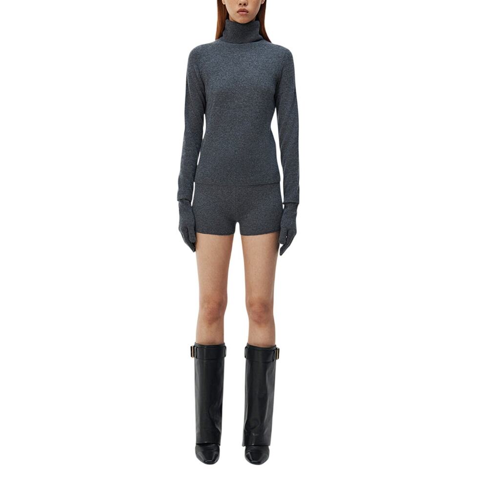 Simkhai Cozy Charcoal Melange Dita Gloved Turtleneck Sweater Size S